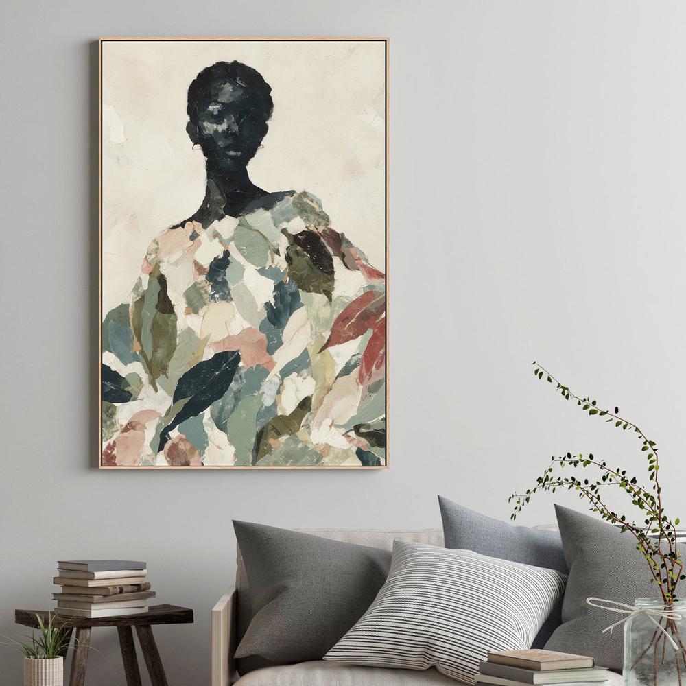 Black Woman Portrait with Leaf Patterns-by-Jordão de Abreu-wall-art-print-canvas-poster-framed-Gioia