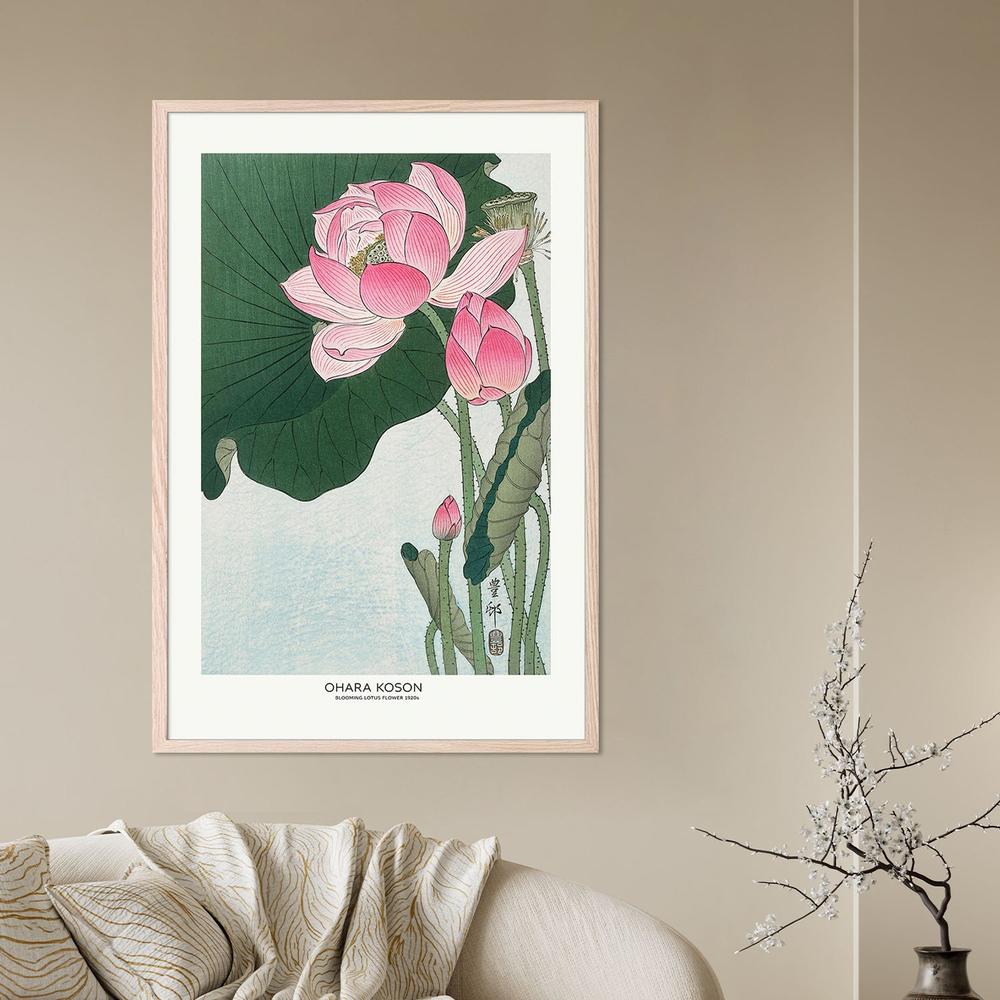 Blooming Lotus Flowers-by-Ohara Koson-wall-art-print-canvas-poster-framed-Gioia