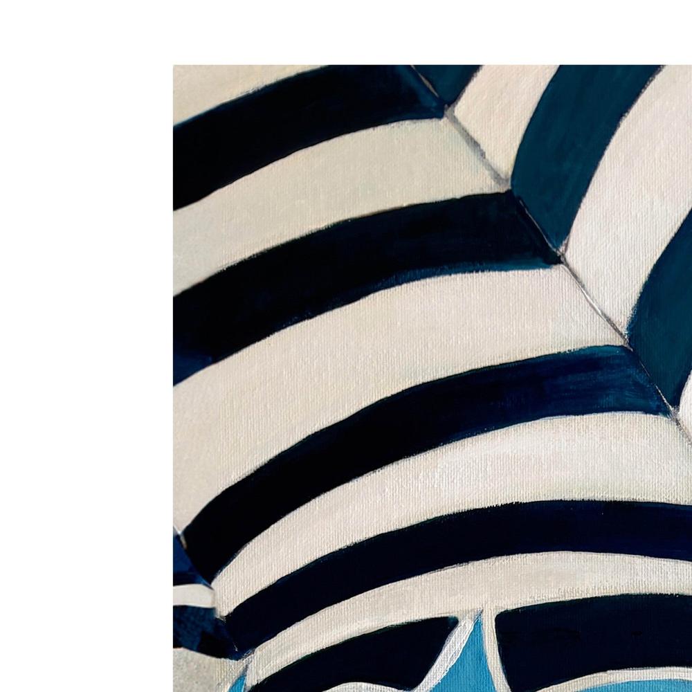 Blue Striped Beach Day-by-Alex Nereuta-wall-art-print-canvas-poster-framed-Gioia