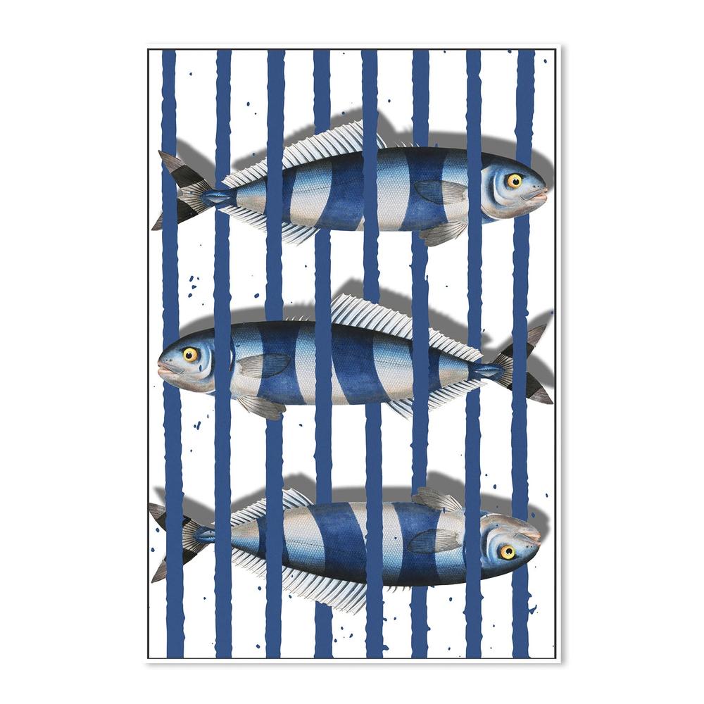 Blue Striped Fish-by-Marja van den-wall-art-print-canvas-poster-framed-Gioia