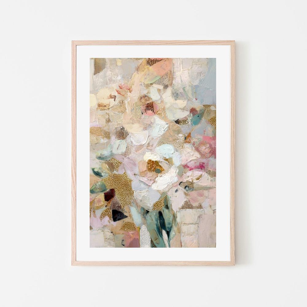 Blush Gold Abstract Flowers-by-Stephanie Jeuffroy-wall-art-print-canvas-poster-framed-Gioia