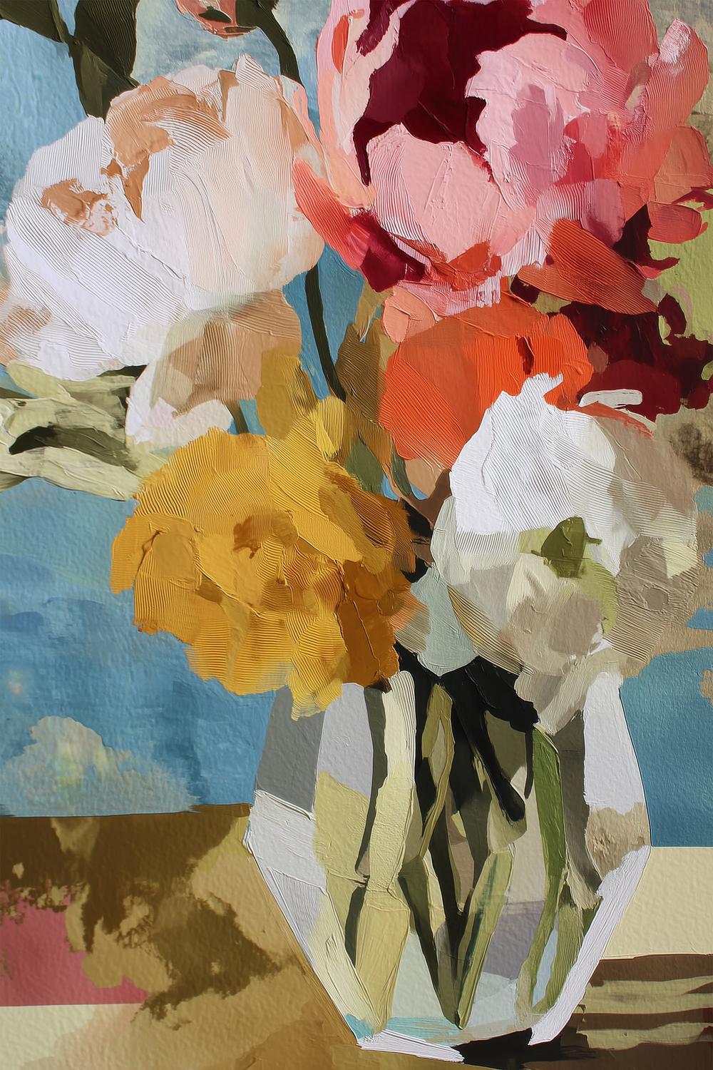 Bold Bouquet with Heavy Texture-by-Jordão de Abreu-wall-art-print-canvas-poster-framed-Gioia