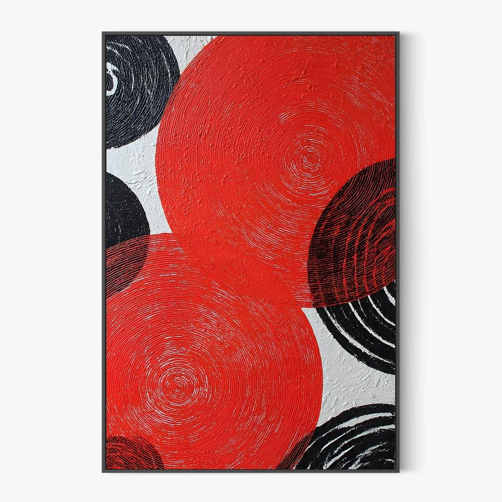 Bold Red Black Circles-by-Miguel Bruzual-wall-art-print-canvas-poster-framed-Gioia