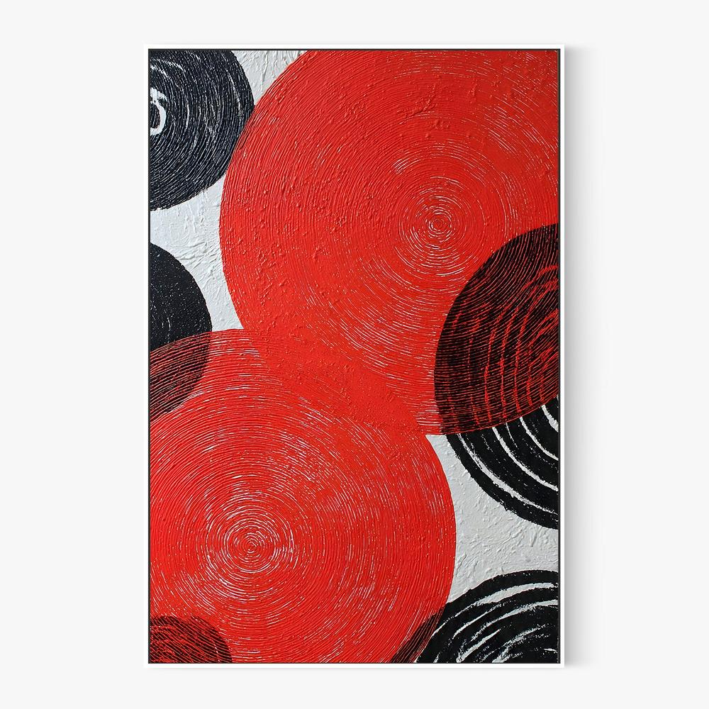 Bold Red Black Circles-by-Miguel Bruzual-wall-art-print-canvas-poster-framed-Gioia