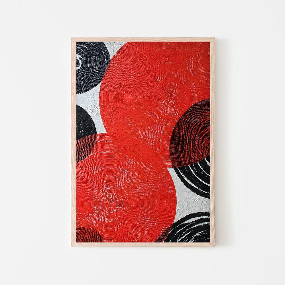 Bold Red Black Circles-by-Miguel Bruzual-wall-art-print-canvas-poster-framed-Gioia