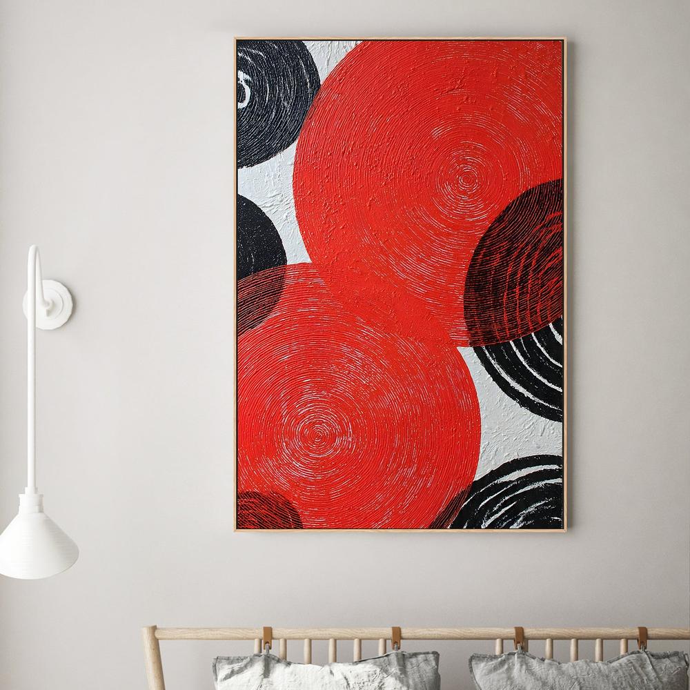 Bold Red Black Circles-by-Miguel Bruzual-wall-art-print-canvas-poster-framed-Gioia