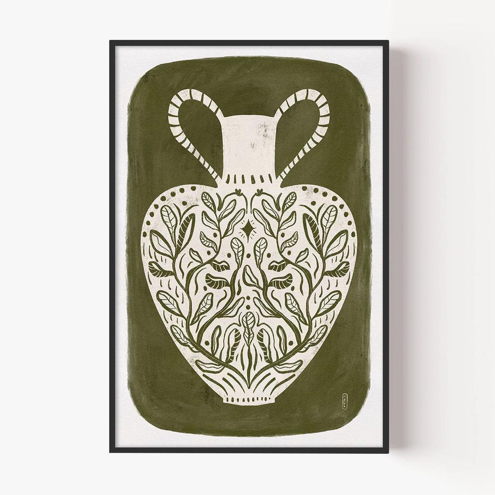 Botanical Folk Vase-by-Dirkie Nell-wall-art-print-canvas-poster-framed-Gioia