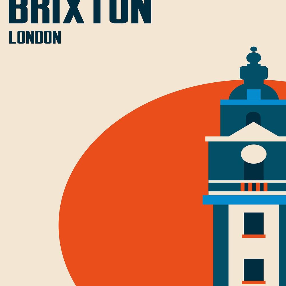 Brixton Clock Tower London-by-Retrodrome-wall-art-print-canvas-poster-framed-Gioia
