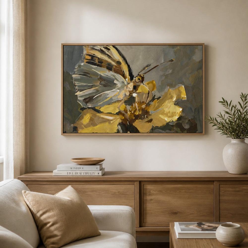 Butterfly on Golden Bloom-by-Gioia Wall Art-wall-art-print-canvas-poster-framed-Gioia