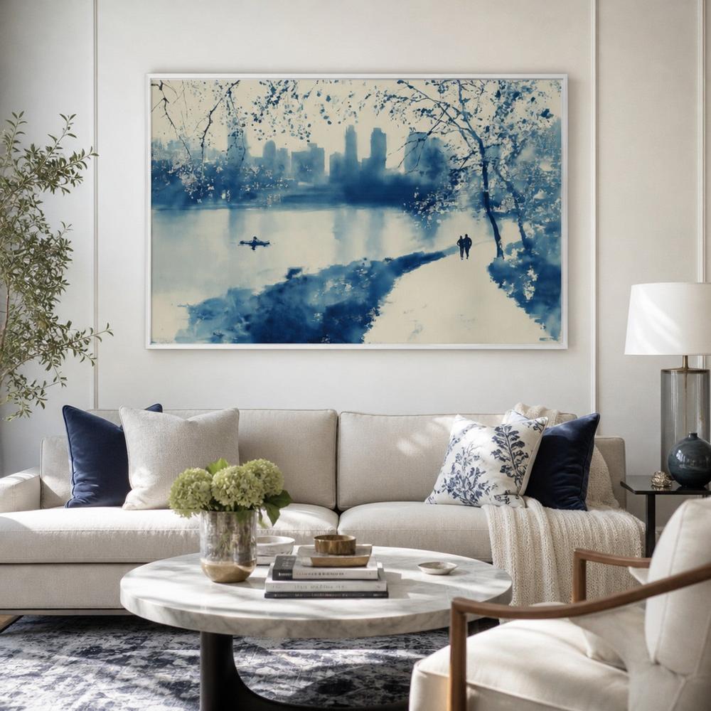 Central Park Lakeside Winter Path-by-Chromatic Storm Studio-wall-art-print-canvas-poster-framed-Gioia