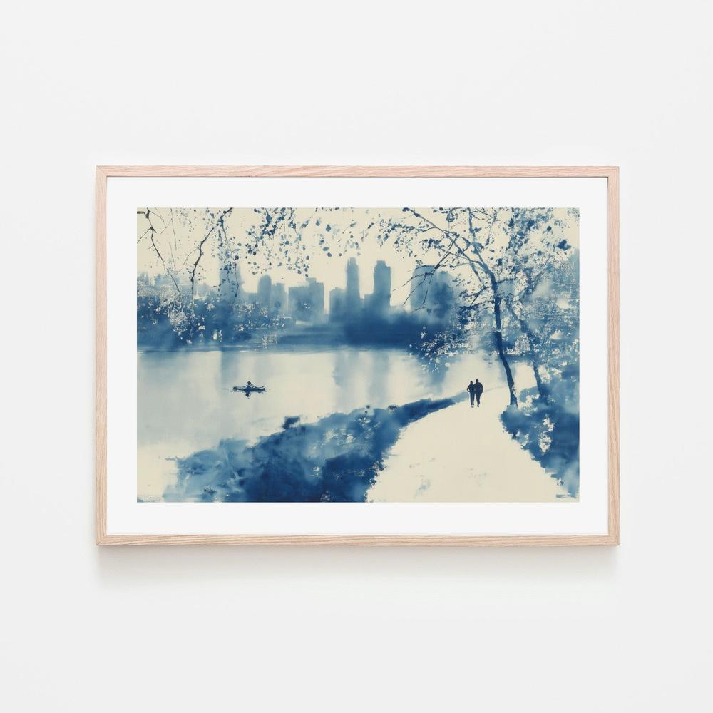 Central Park Lakeside Winter Path-by-Chromatic Storm Studio-wall-art-print-canvas-poster-framed-Gioia