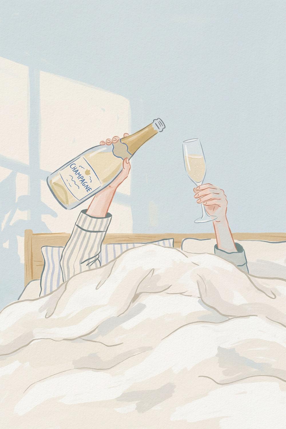 wall-art-print-canvas-poster-framed-Champagne Morning in Bed-1