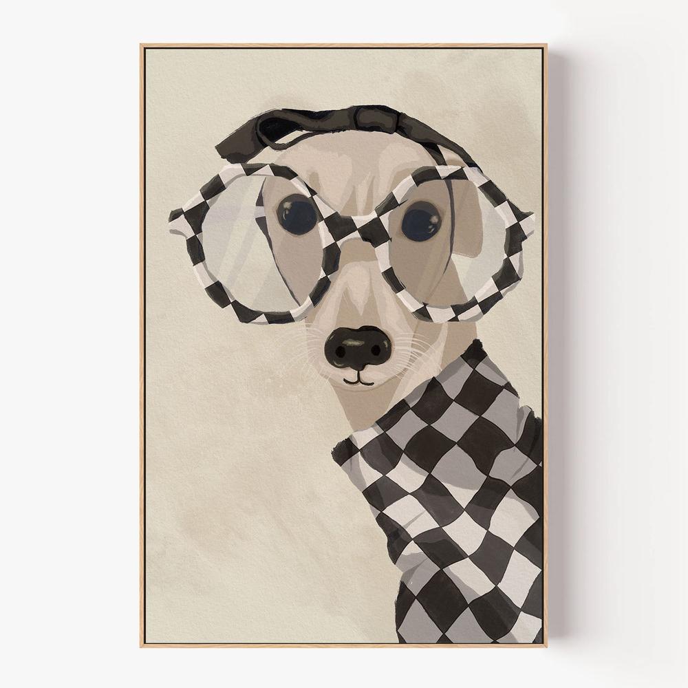 Chic Greyhound In Glasses-by-Lisa Solomoniuk-wall-art-print-canvas-poster-framed-Gioia