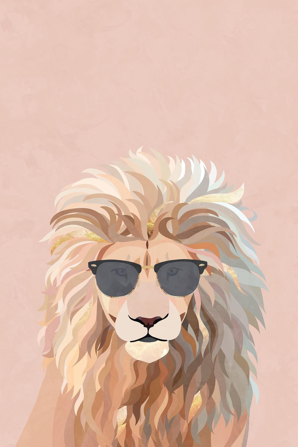 Chic Lion In Sunglasses-by-Sarah Manovski-wall-art-print-canvas-poster-framed-Gioia
