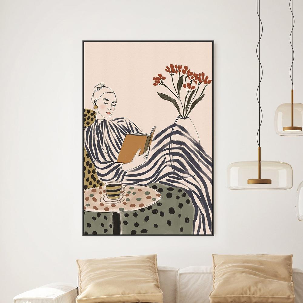 Chic Woman Reading-by-CATS AND DOTZ-wall-art-print-canvas-poster-framed-Gioia