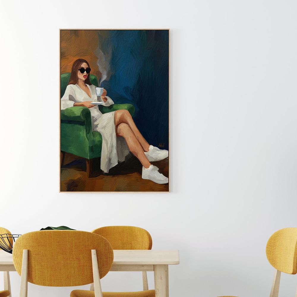 CHICA Y UN CAFE-by-Giovanna Gil Alves-wall-art-print-canvas-poster-framed-Gioia