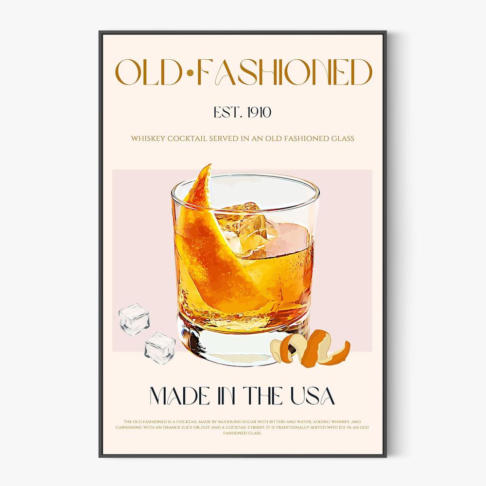 Classic Old Fashioned Cocktail-by-Nazma Khokhar-wall-art-print-canvas-poster-framed-Gioia