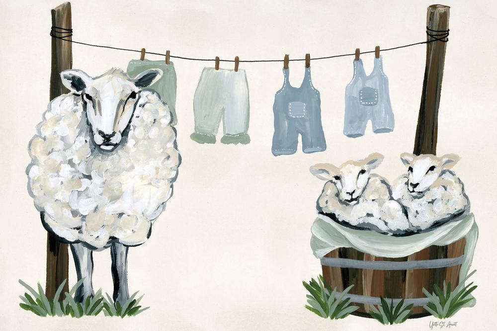 Clothesline Sheep-by-Yvette St. Amant-wall-art-print-canvas-poster-framed-Gioia