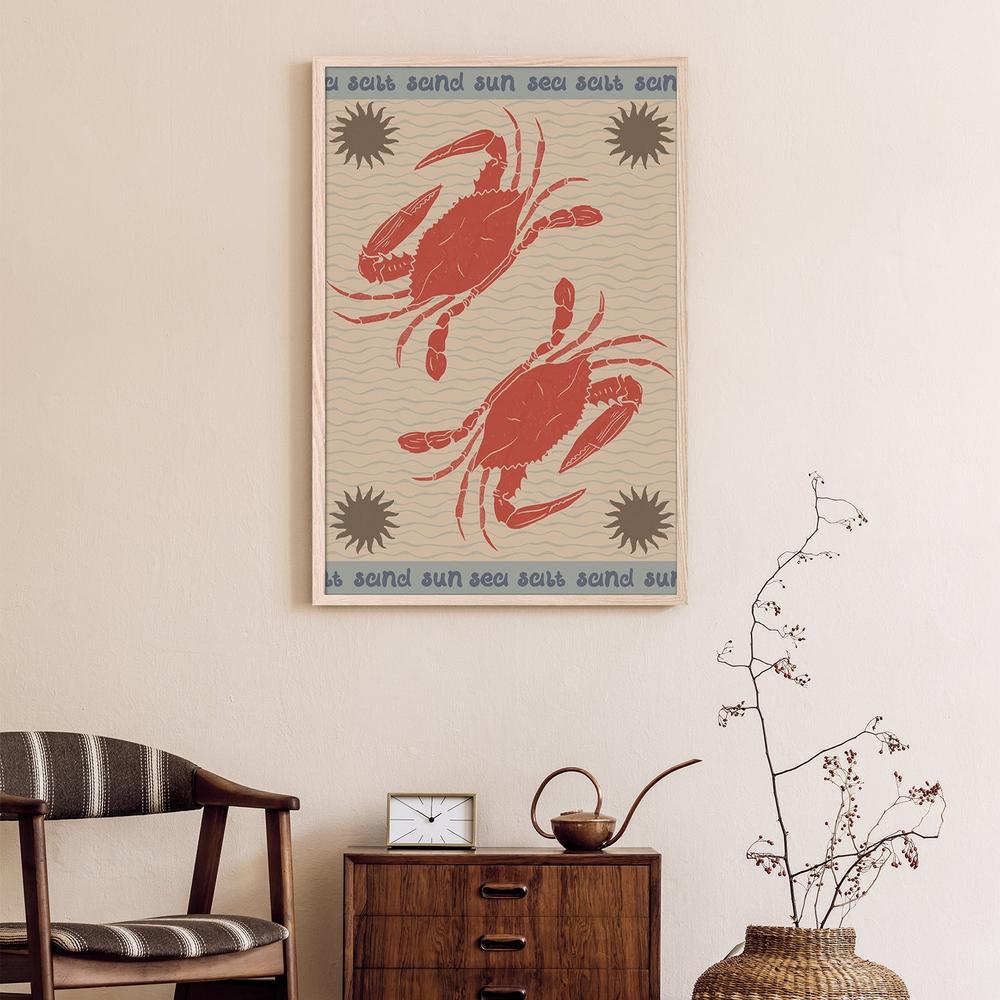 Coastal Crabs and Sun-by-Radhika Modi-wall-art-print-canvas-poster-framed-Gioia