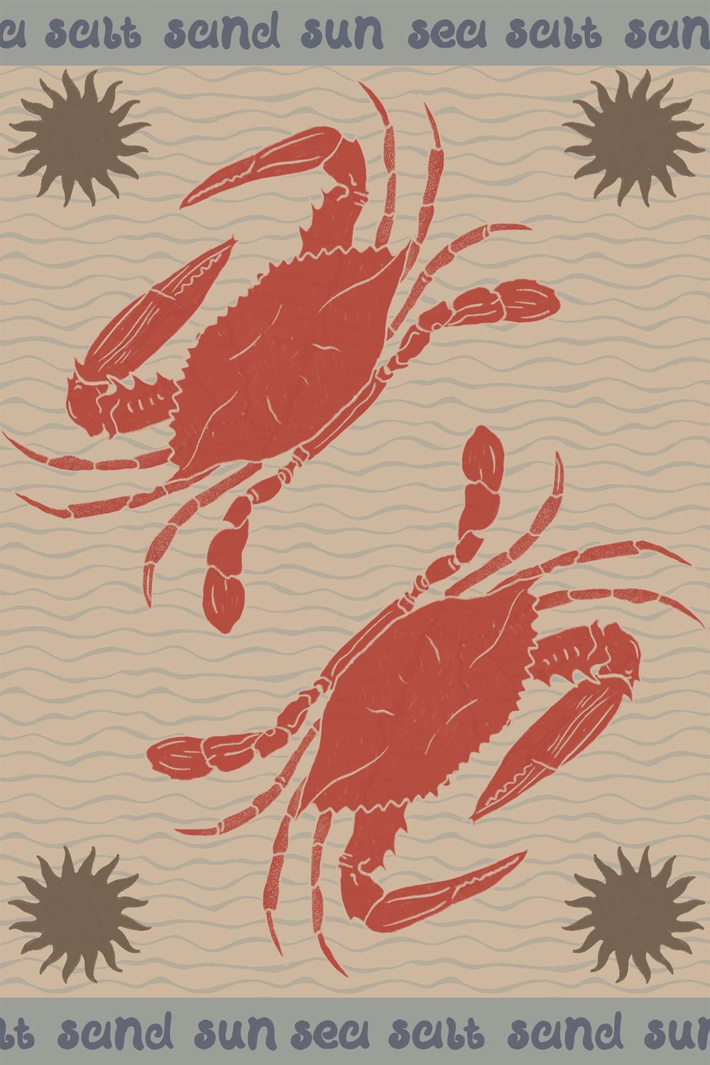 Coastal Crabs and Sun-by-Radhika Modi-wall-art-print-canvas-poster-framed-Gioia