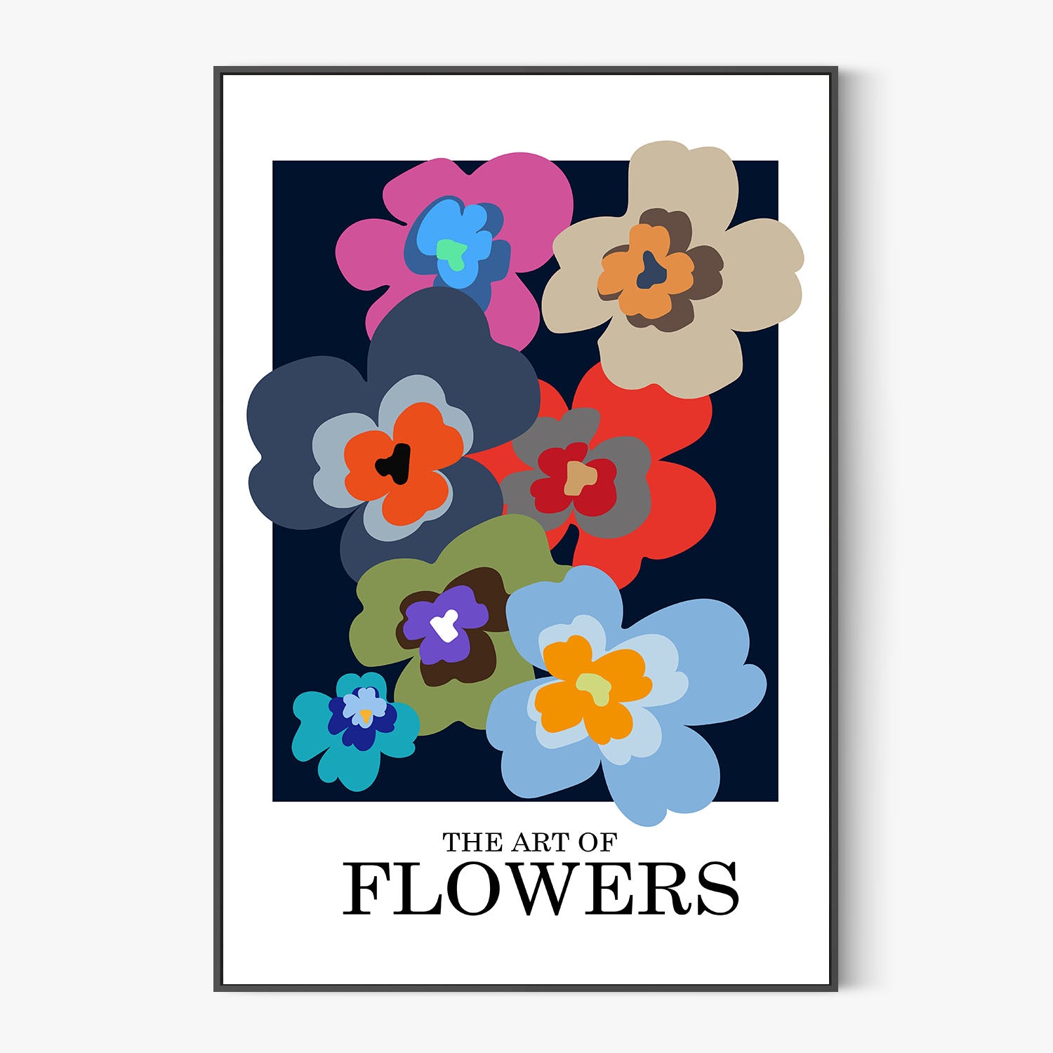 Colorful Abstract Flowers-by-Frances Collett-wall-art-print-canvas-poster-framed-Gioia