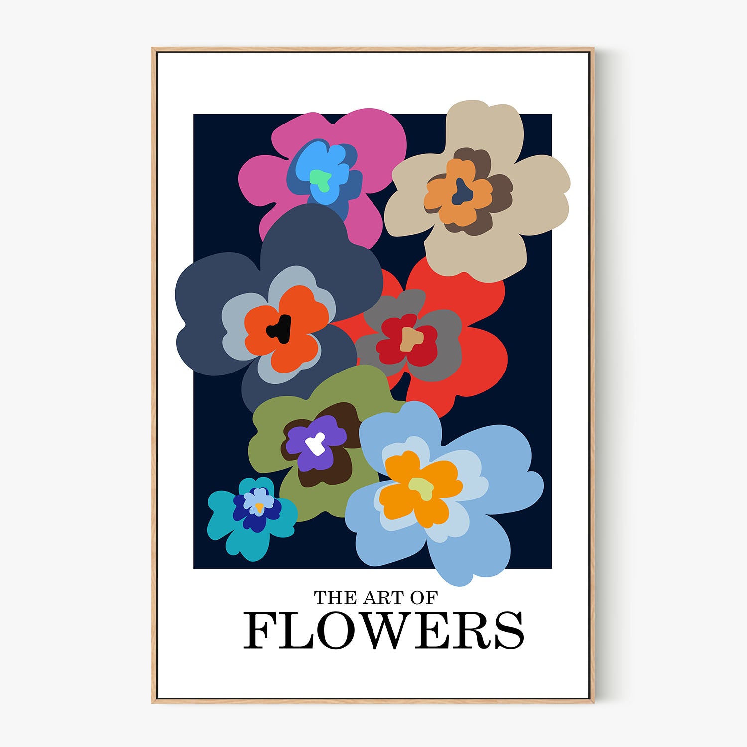 Colorful Abstract Flowers-by-Frances Collett-wall-art-print-canvas-poster-framed-Gioia