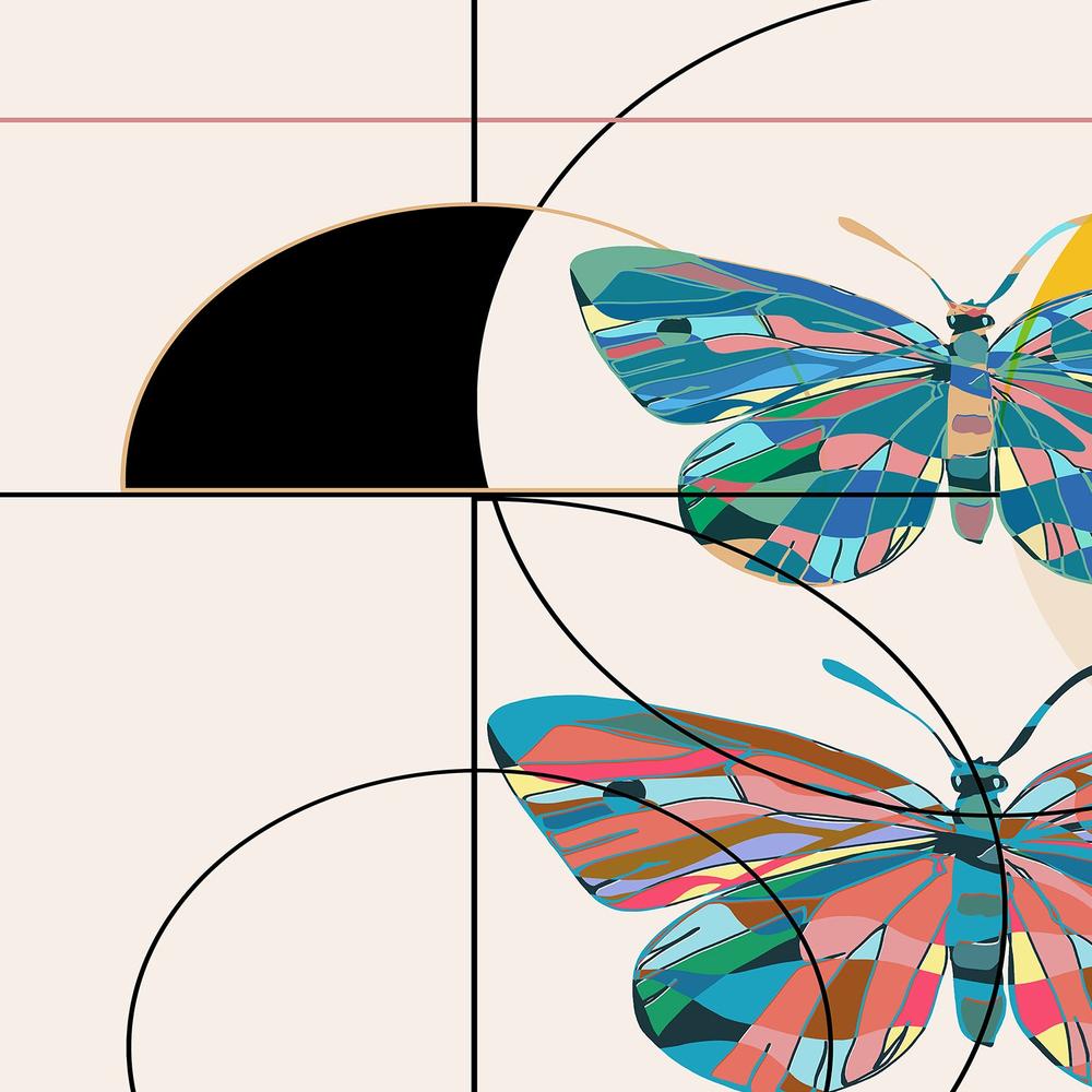 Colorful Geometric Butterflies-by-CATS AND DOTZ-wall-art-print-canvas-poster-framed-Gioia