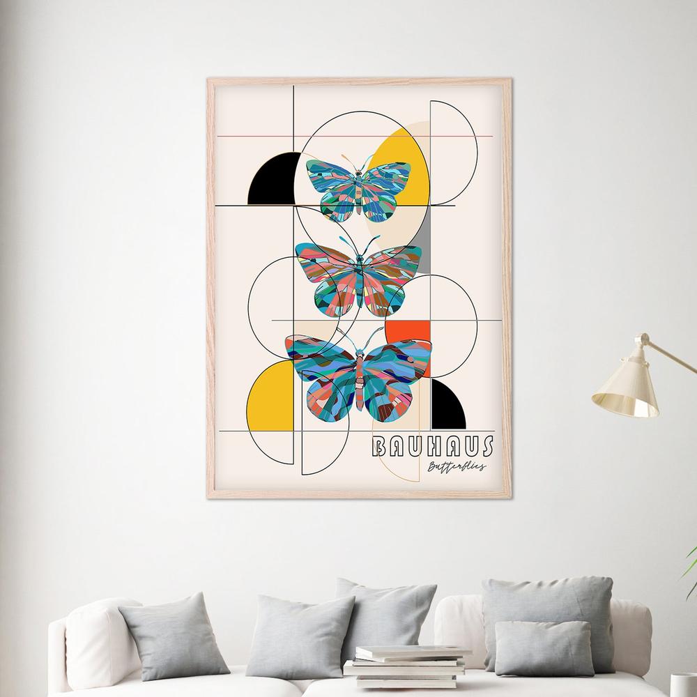 Colorful Geometric Butterflies-by-CATS AND DOTZ-wall-art-print-canvas-poster-framed-Gioia