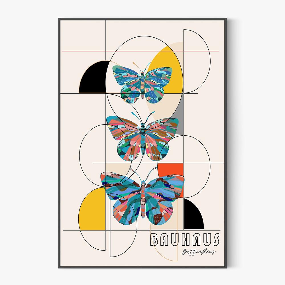 Colorful Geometric Butterflies-by-CATS AND DOTZ-wall-art-print-canvas-poster-framed-Gioia
