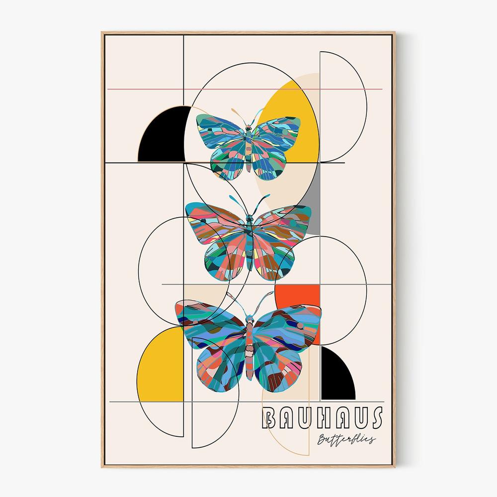 Colorful Geometric Butterflies-by-CATS AND DOTZ-wall-art-print-canvas-poster-framed-Gioia