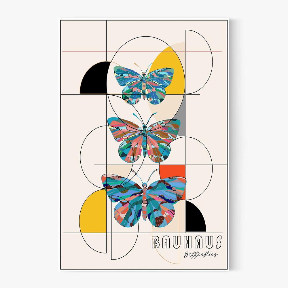 Colorful Geometric Butterflies-by-CATS AND DOTZ-wall-art-print-canvas-poster-framed-Gioia