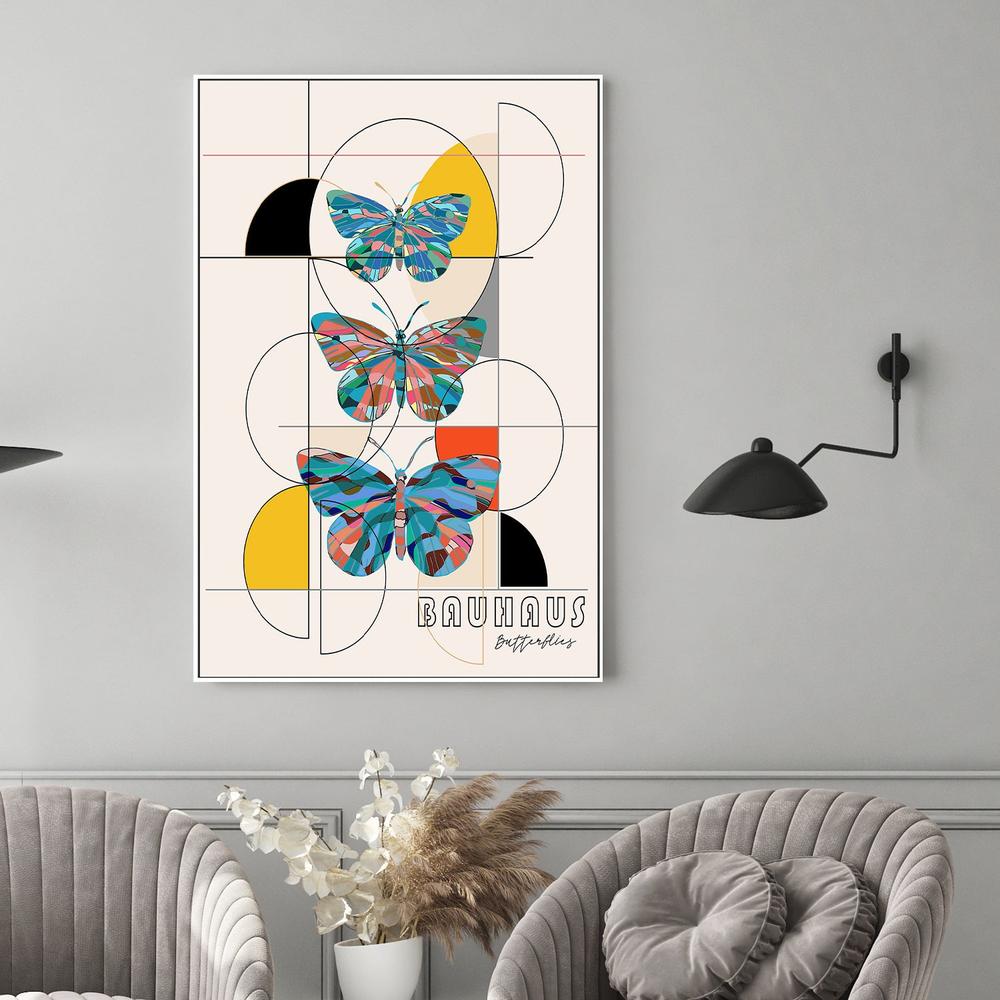 Colorful Geometric Butterflies-by-CATS AND DOTZ-wall-art-print-canvas-poster-framed-Gioia