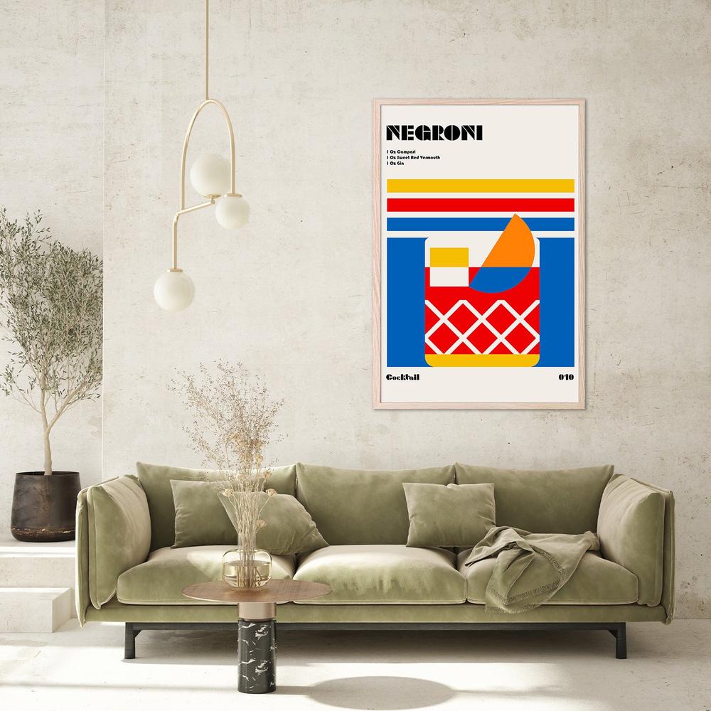 Colorful Negroni Cocktail-by-Retrodrome-wall-art-print-canvas-poster-framed-Gioia
