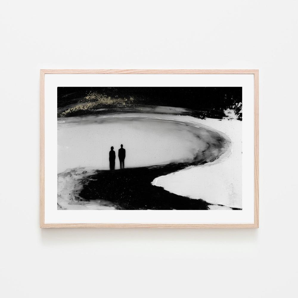 Couple Silhouette on Beach-by-Chromatic Storm Studio-wall-art-print-canvas-poster-framed-Gioia
