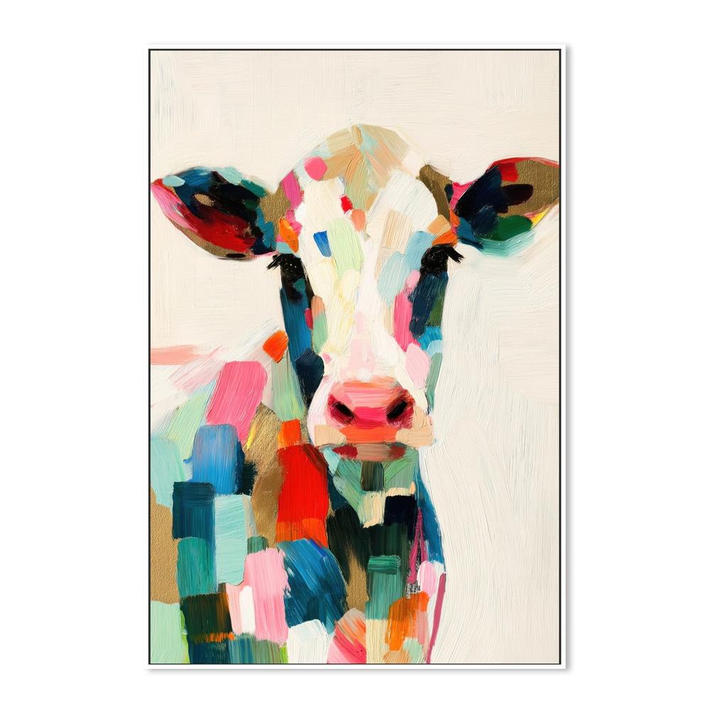 Cow Portrait in Brushstrokes-by-Chromatic Storm Studio-wall-art-print-canvas-poster-framed-Gioia
