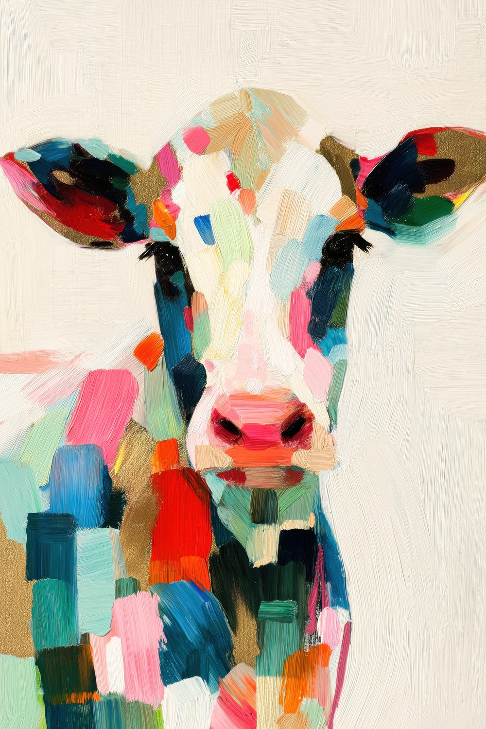 Cow Portrait in Brushstrokes-by-Chromatic Storm Studio-wall-art-print-canvas-poster-framed-Gioia