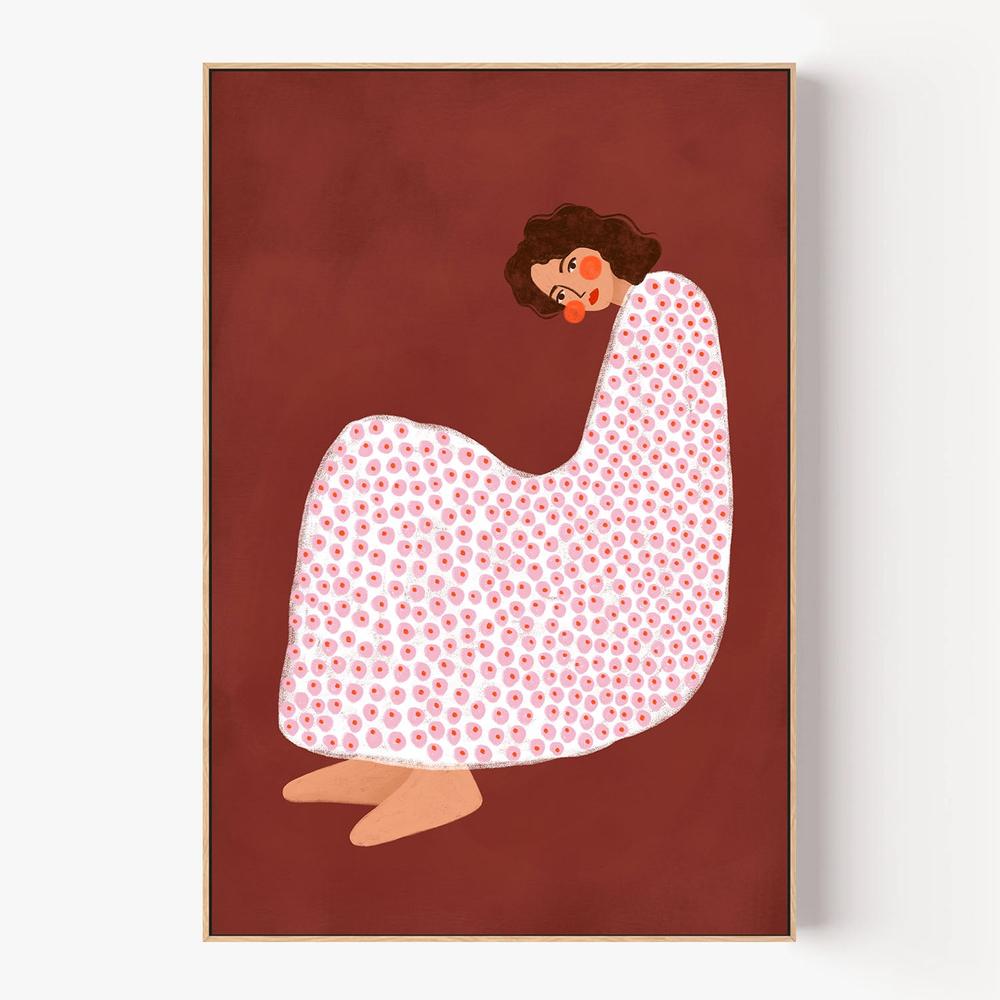 Cozy Dotted Woman-by-Bea Muller-wall-art-print-canvas-poster-framed-Gioia