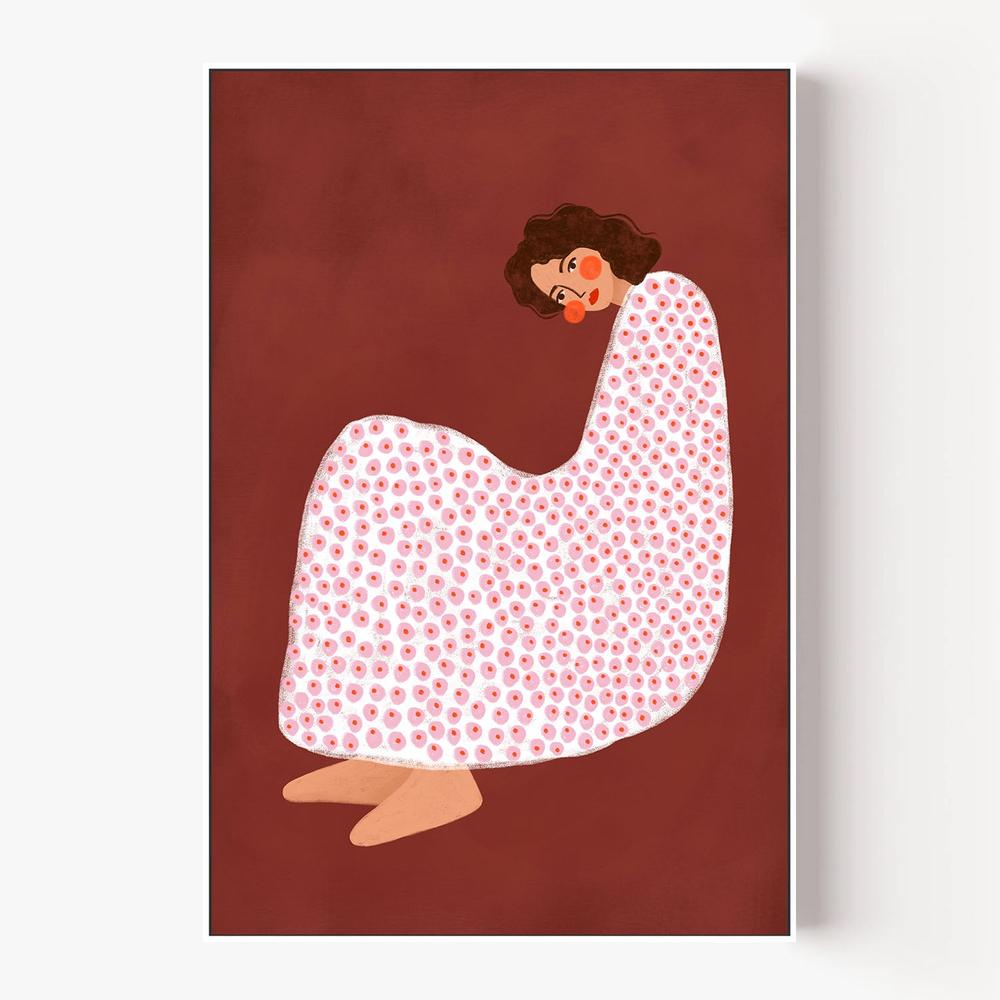 Cozy Dotted Woman-by-Bea Muller-wall-art-print-canvas-poster-framed-Gioia