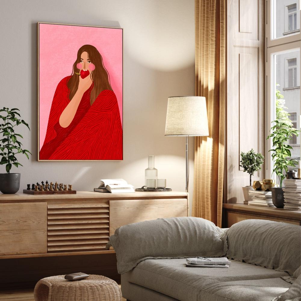 Cozy Woman Apple-by-Bea Muller-wall-art-print-canvas-poster-framed-Gioia