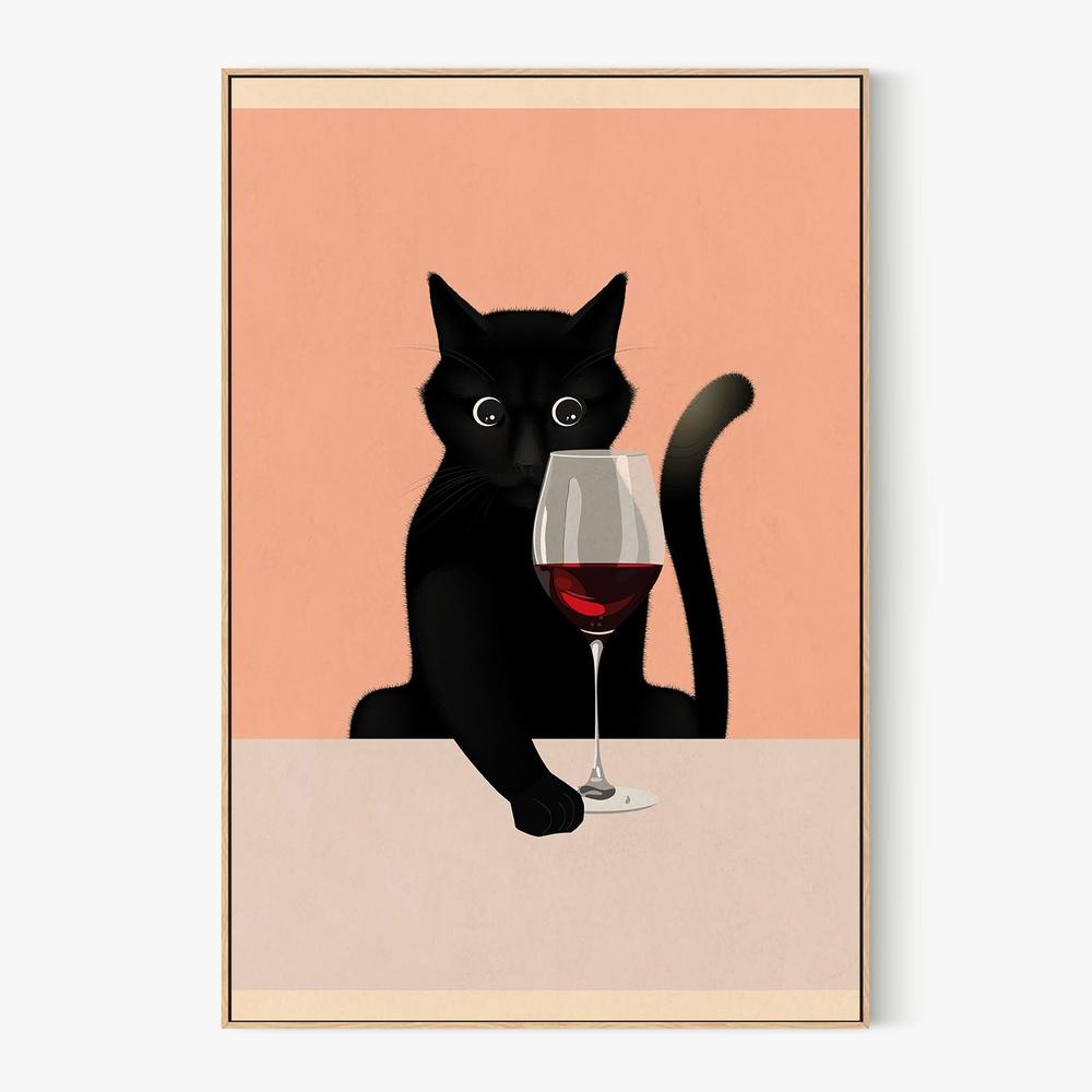 Curious Black Cat-by-WallChart Art Studio-wall-art-print-canvas-poster-framed-Gioia