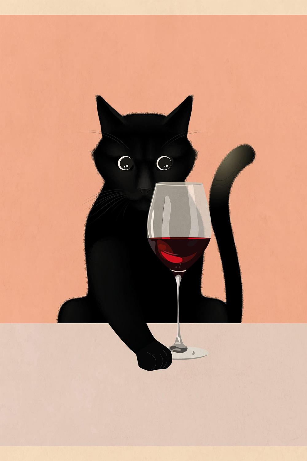Curious Black Cat-by-WallChart Art Studio-wall-art-print-canvas-poster-framed-Gioia