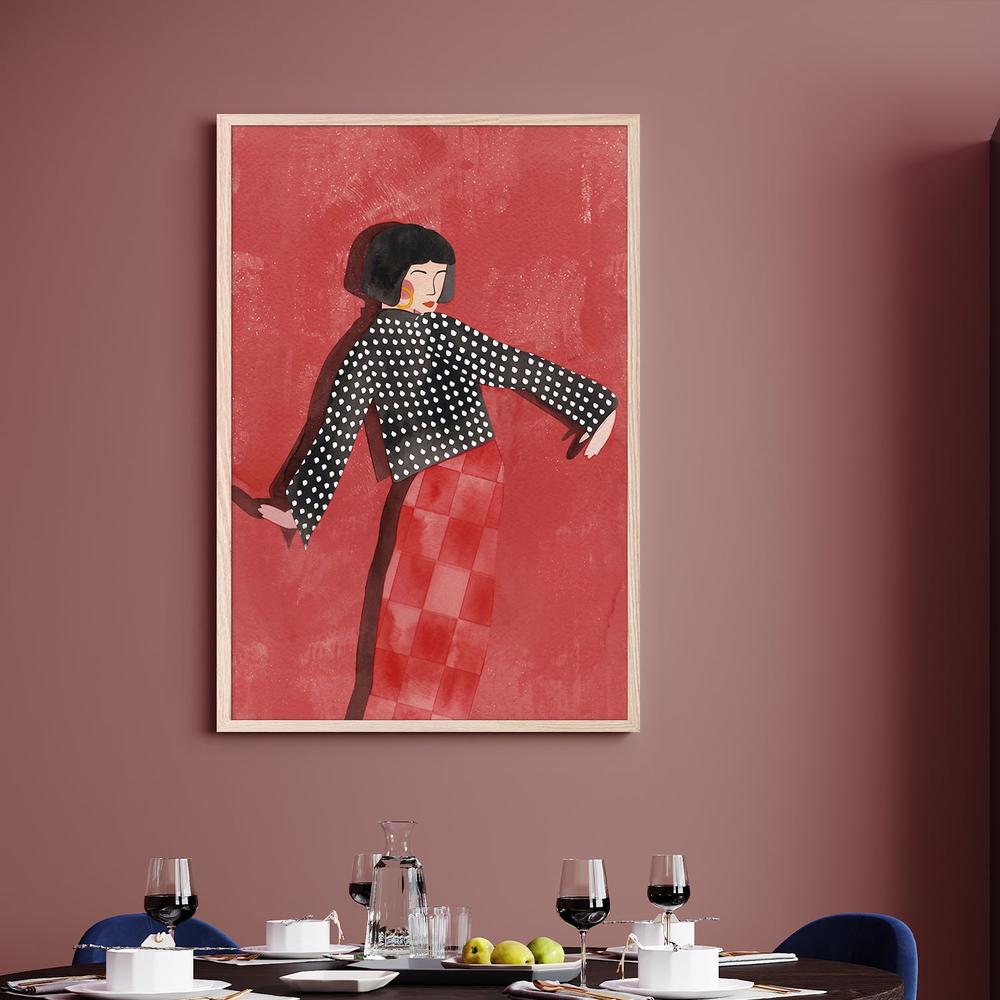 Dancing Woman Red Style-by-Essa Van Reis-wall-art-print-canvas-poster-framed-Gioia