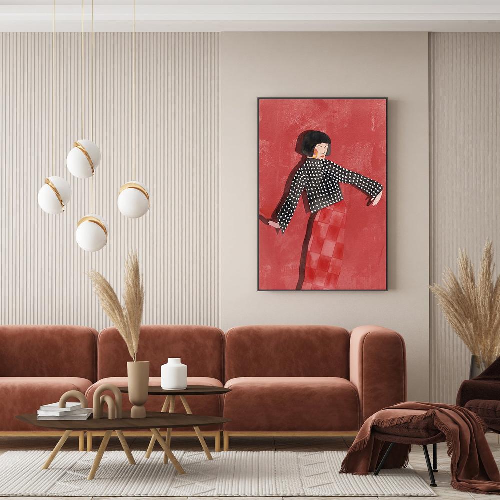 Dancing Woman Red Style-by-Essa Van Reis-wall-art-print-canvas-poster-framed-Gioia