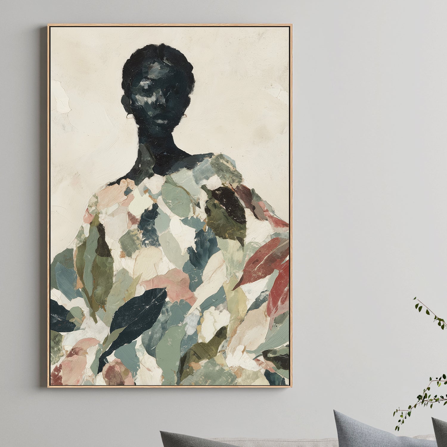 Black Woman Portrait with Leaf Patterns