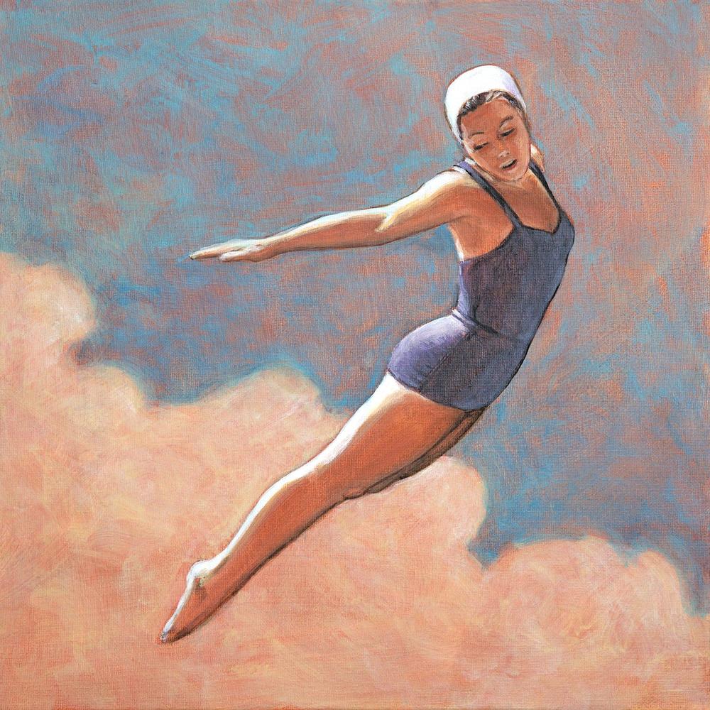 Diver in Soft Clouds-by-Sarah Morrissette-wall-art-print-canvas-poster-framed-Gioia
