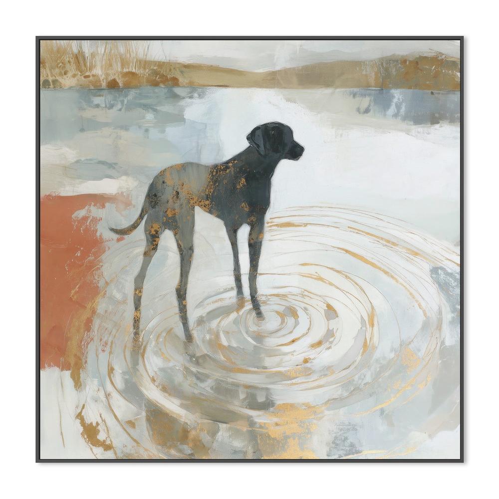 Dog in Golden Waters-by-Chromatic Storm Studio-wall-art-print-canvas-poster-framed-Gioia