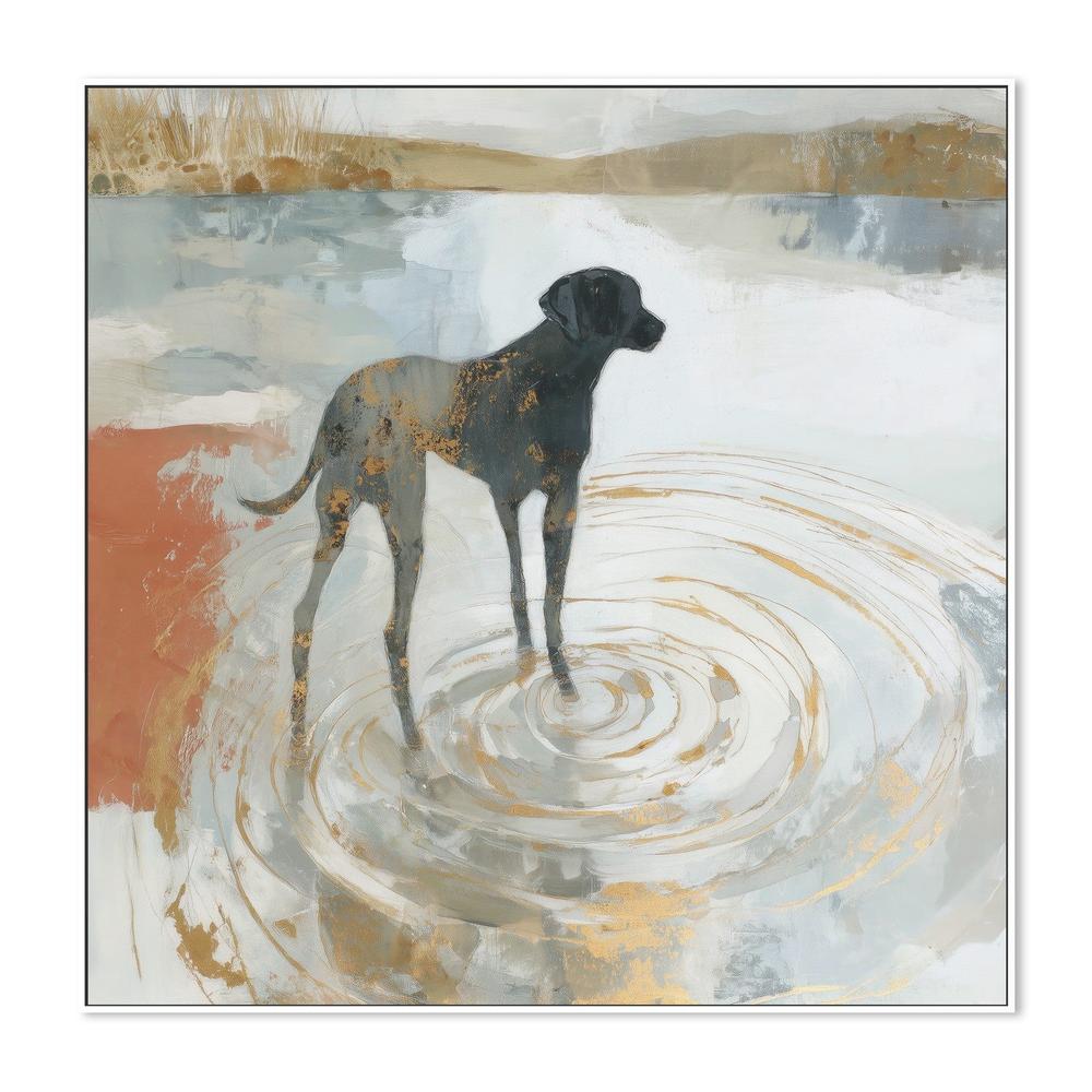Dog in Golden Waters-by-Chromatic Storm Studio-wall-art-print-canvas-poster-framed-Gioia