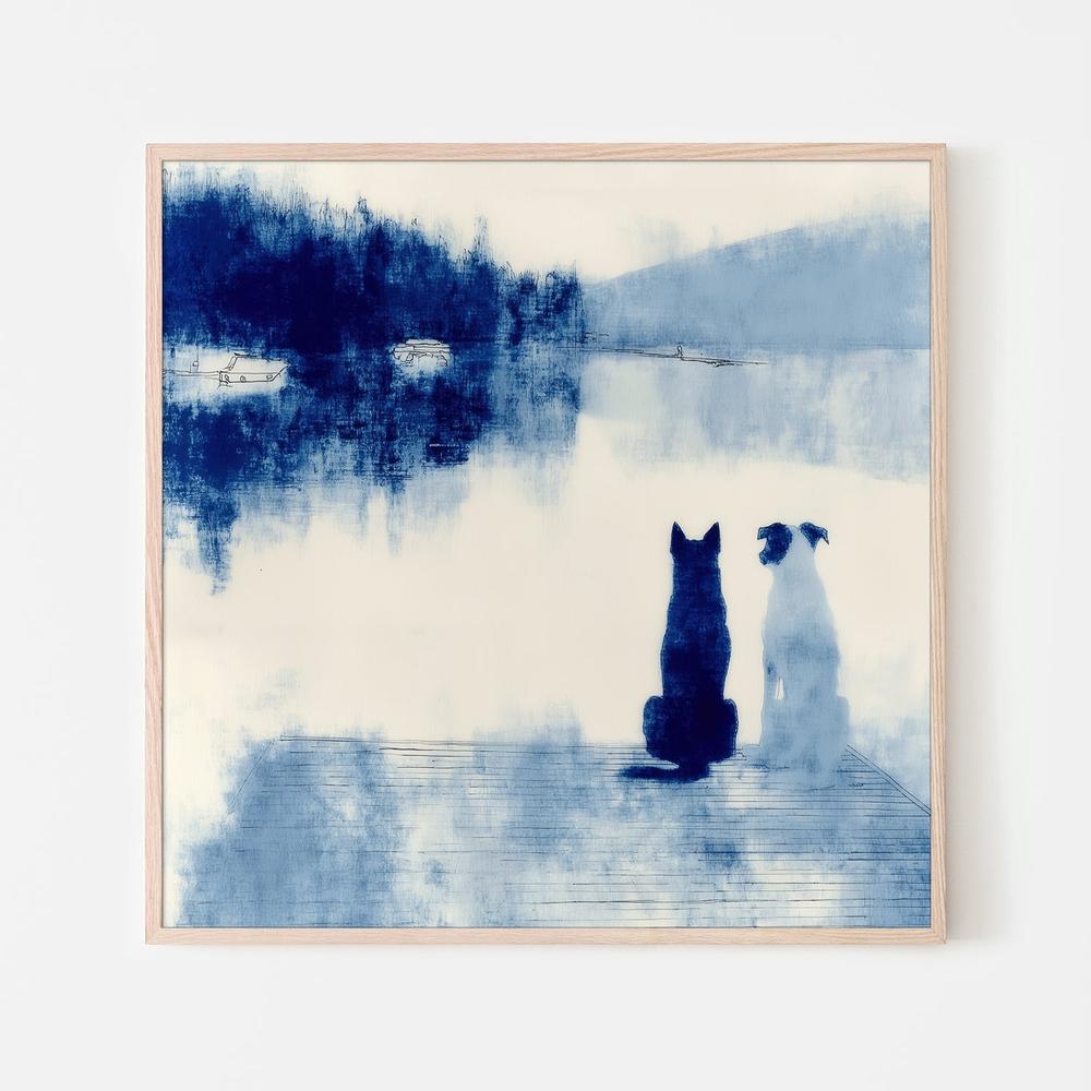 Dogs on Dock-by-Jordão de Abreu-wall-art-print-canvas-poster-framed-Gioia