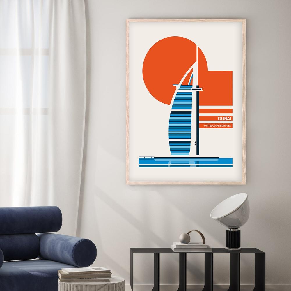 Dubai Sail Building Sunset-by-Retrodrome-wall-art-print-canvas-poster-framed-Gioia