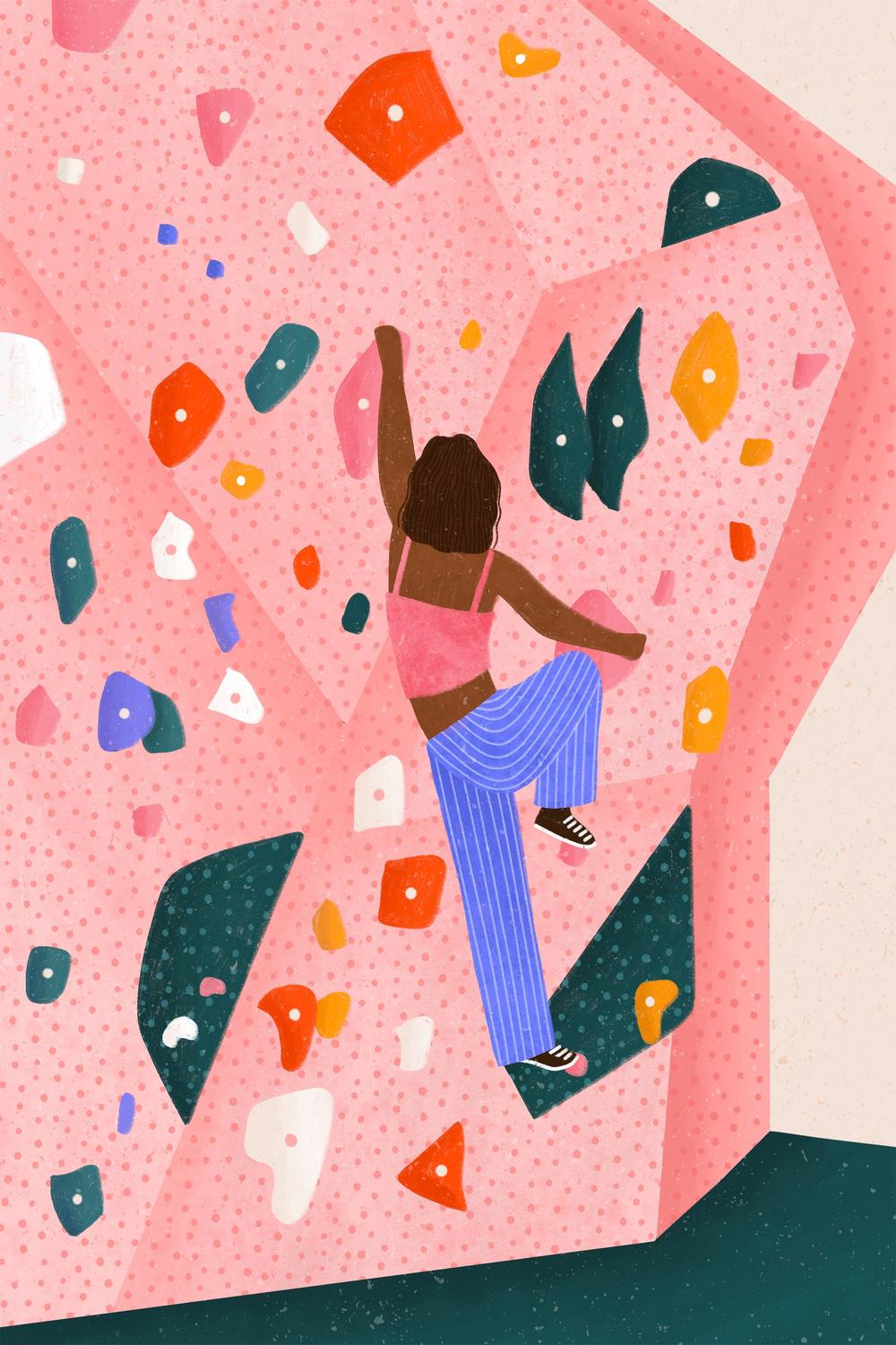 Dynamic Pink Wall Climb-by-Bea Muller-wall-art-print-canvas-poster-framed-Gioia
